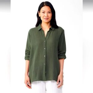 Women's Green Button-Up Top